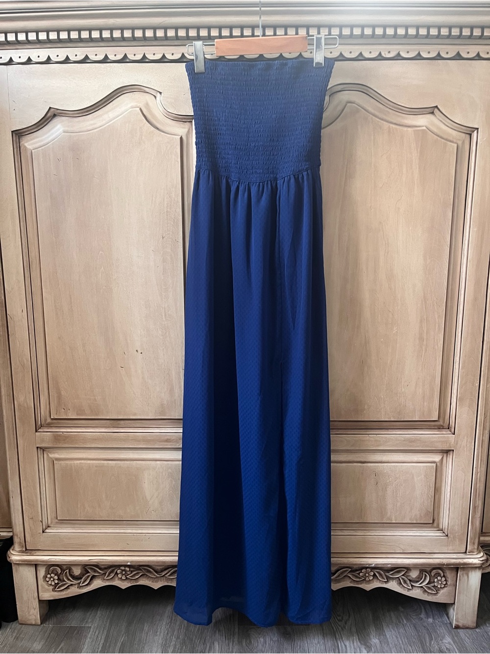 Dynamite Navy Blue Smocked Strapless maxi dress